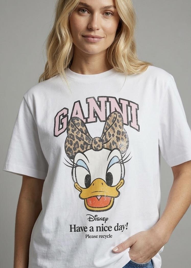 Beyaz G x Disney Daisy Duck Baskılı Oversize Tişört
