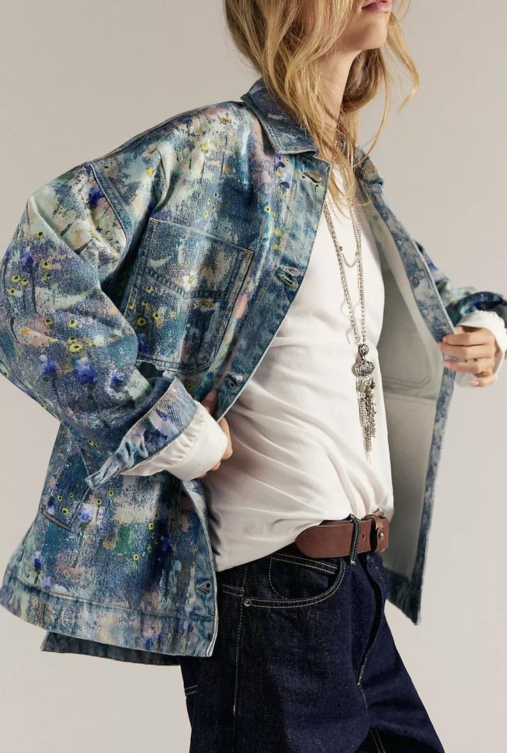 Boya Sıçrama Detaylı Retro Oversize Ceket