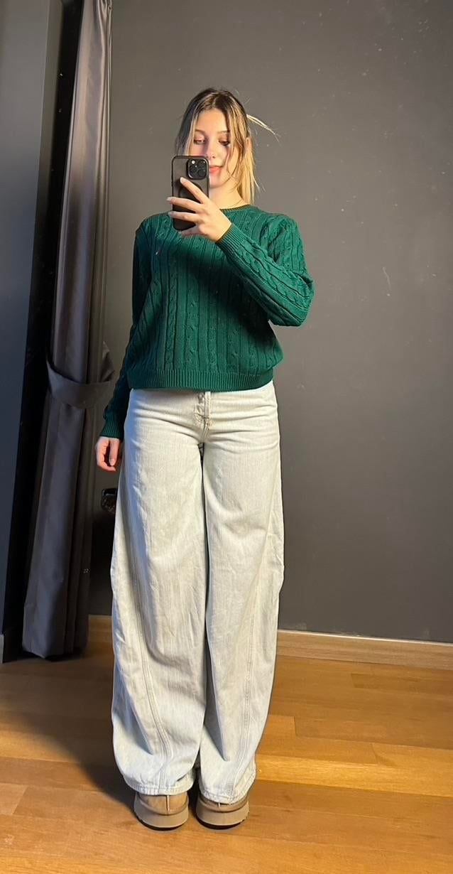 Buz Mavisi Fit Kalıp Wide Leg Jean 