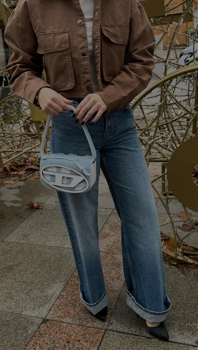 Denim Detaylı Buz Mavisi Kol Çantası