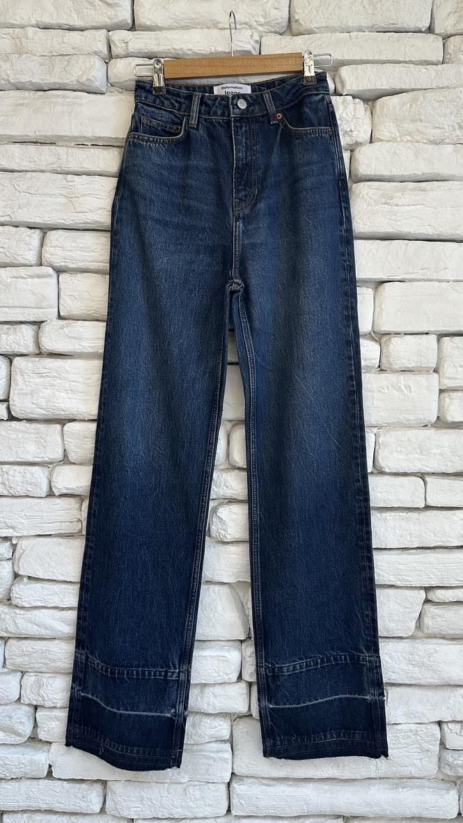 Double Paça Wide Leg Koyu Mavi Jean 