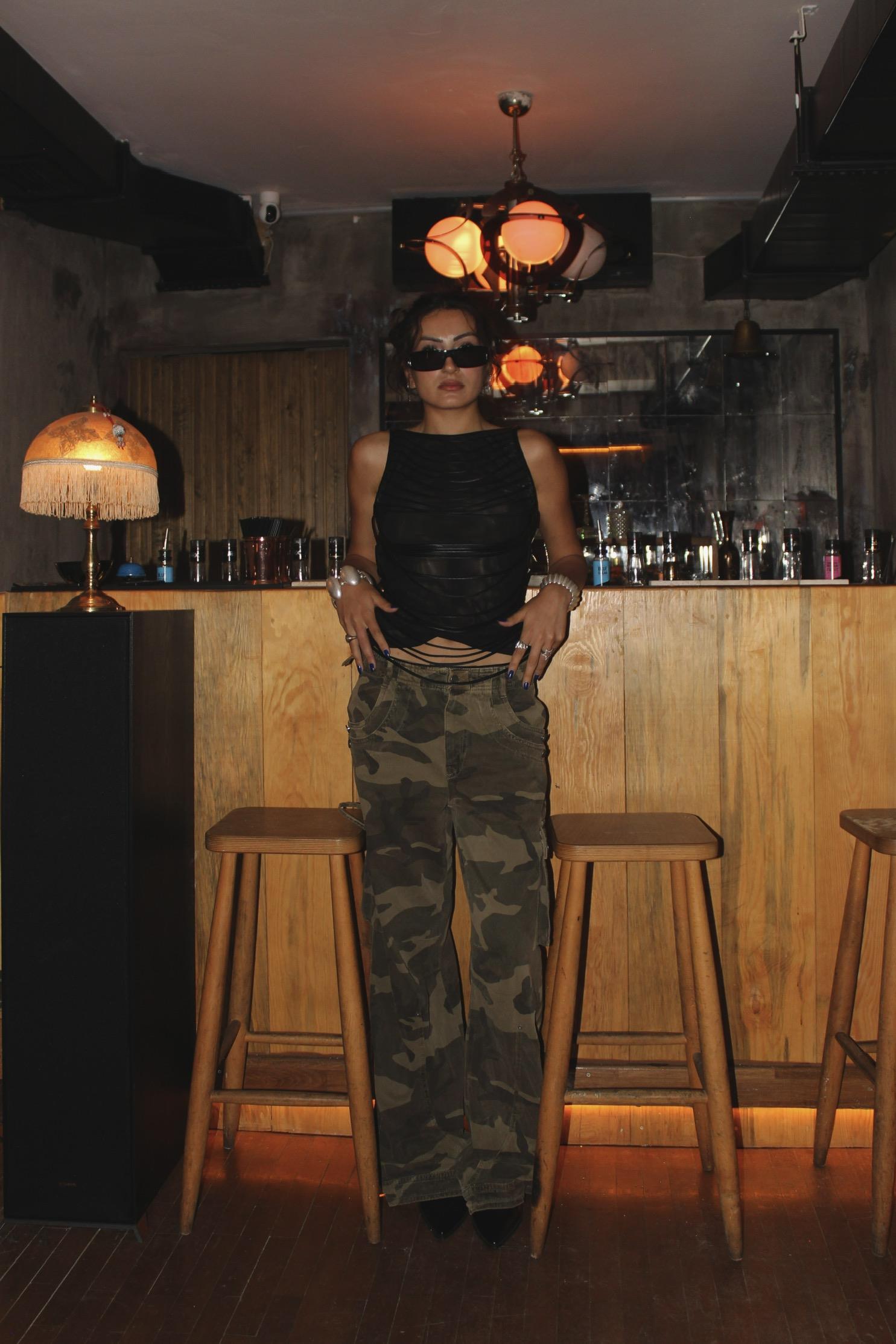 Düşük Bel Tasarım Kamuflaj Pantolon