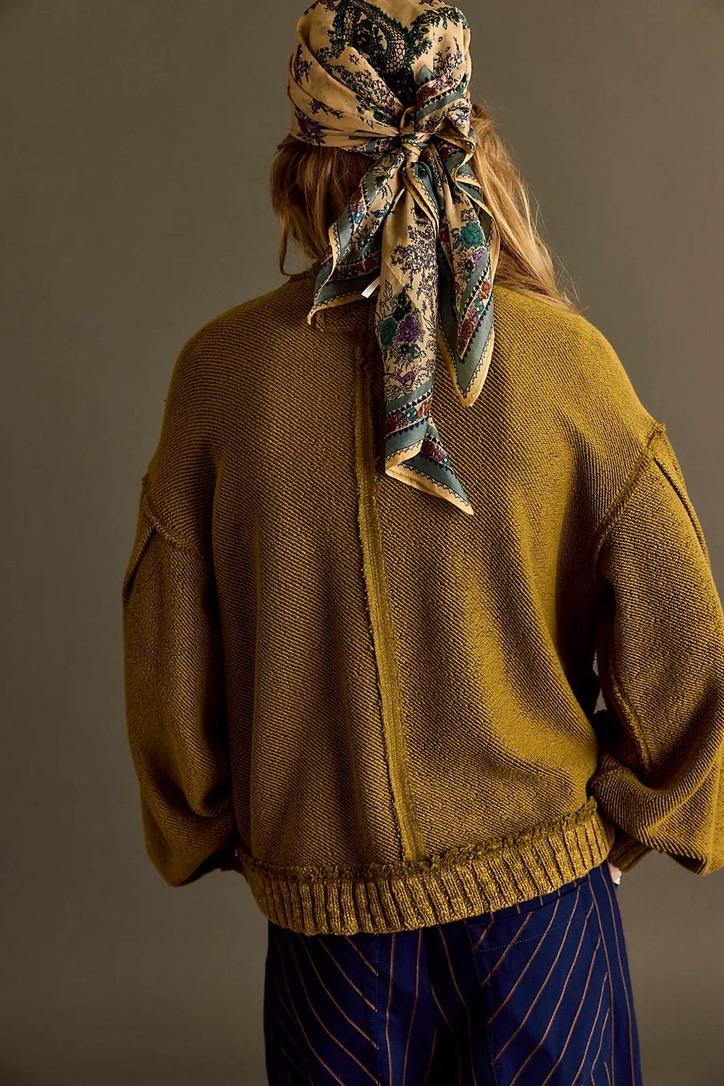 Eskitme Detaylı Vintage Örme Hardal Hırka 