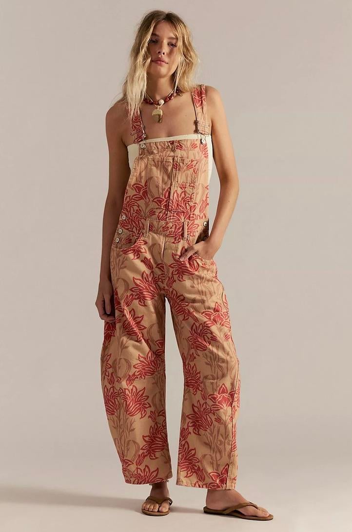 Free Çiçek Baskılı Bej Tulum