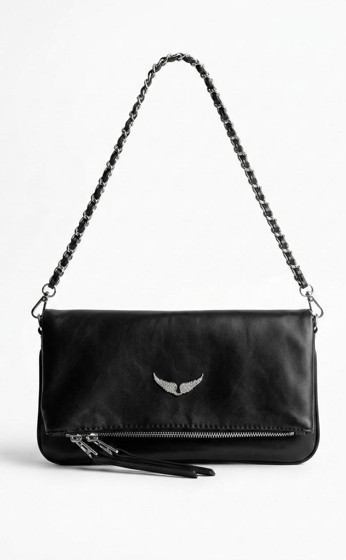 Gümüş Logo Detaylı Siyah Clutch Çanta