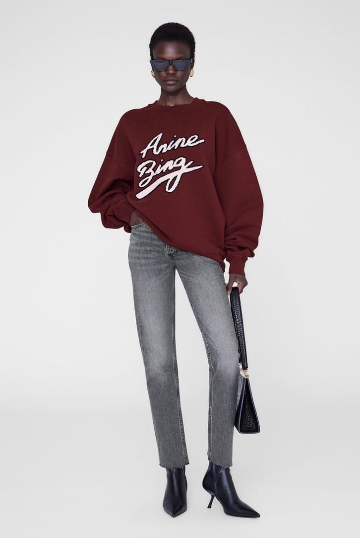 İthal Marka Baskılı Bordo Sweatshirt