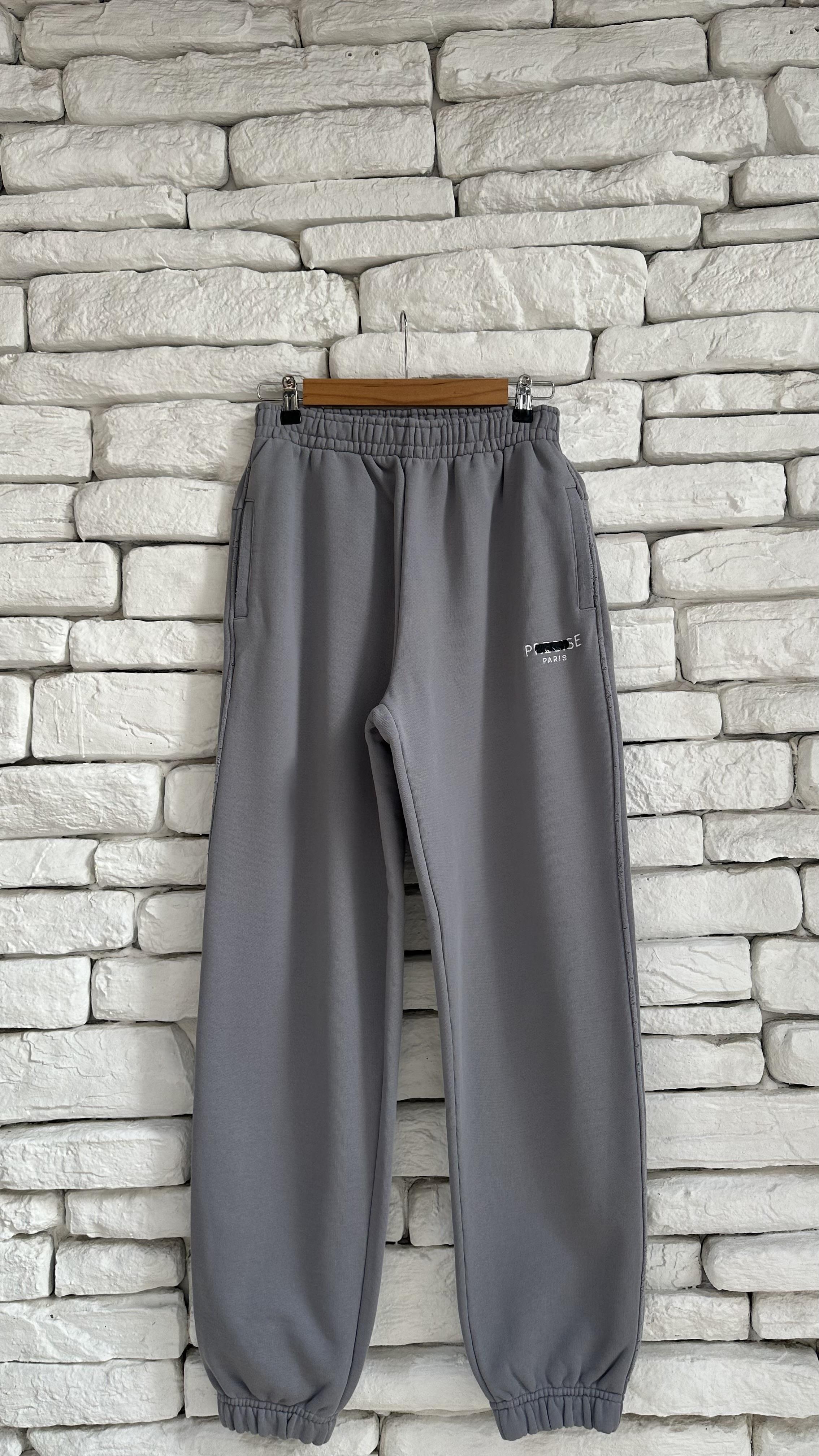 İthal Marka Baskılı Lastikli Cep Detaylı Gri Eşofman 