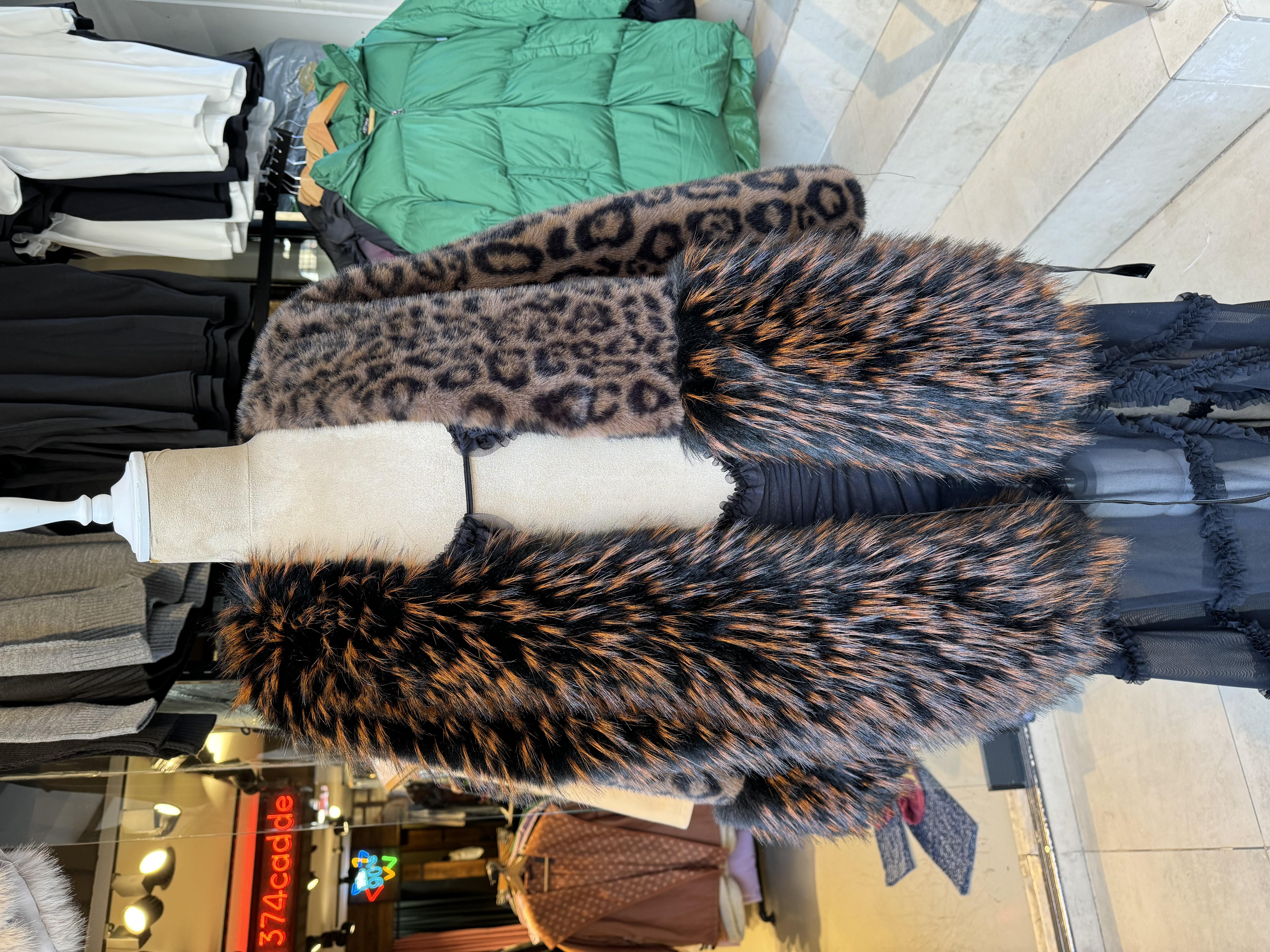 Leopar Desenli İthal Kürk 