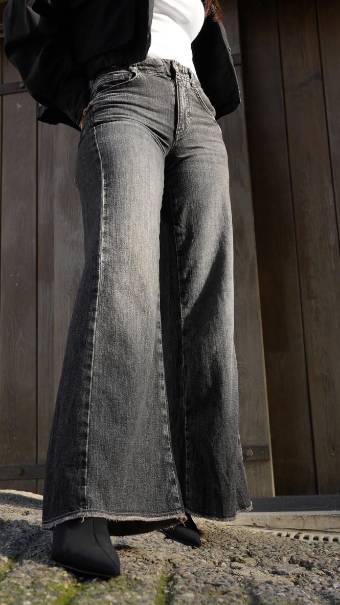 Organik Kumaş Flare Antrasit Jean