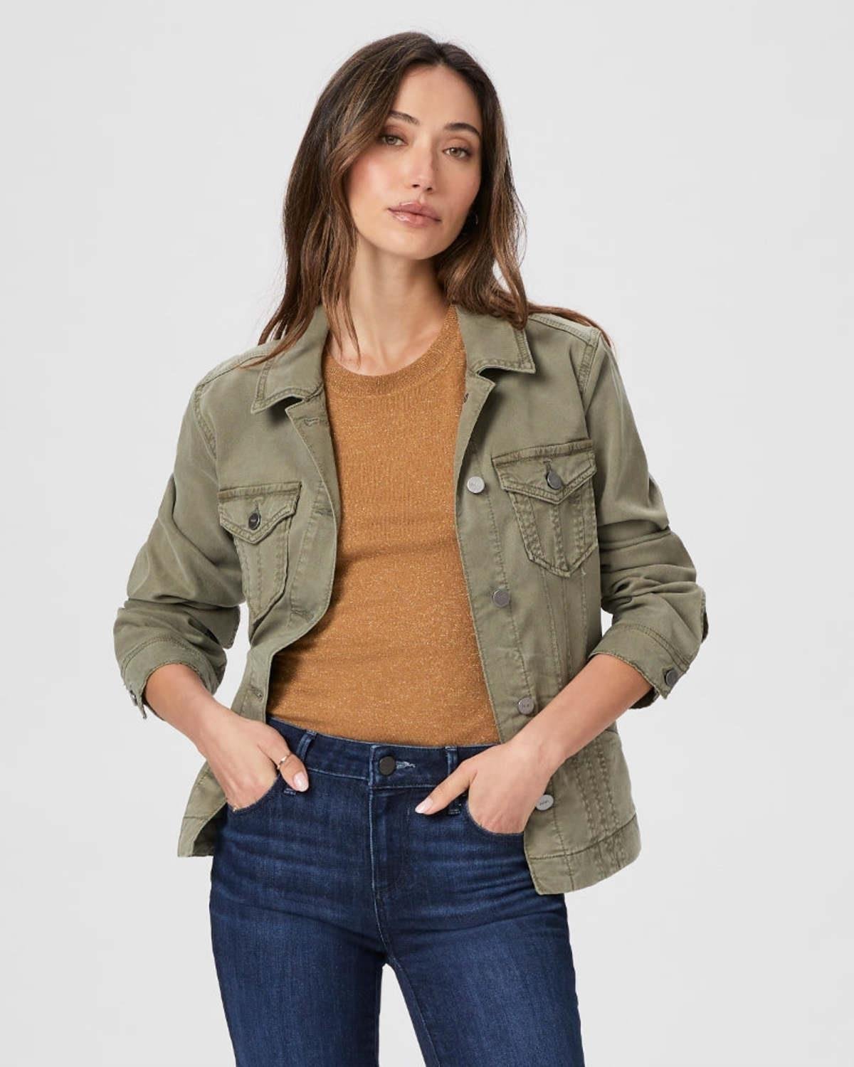 Organik Kumaş Yeşil Cep Detaylı Ceket