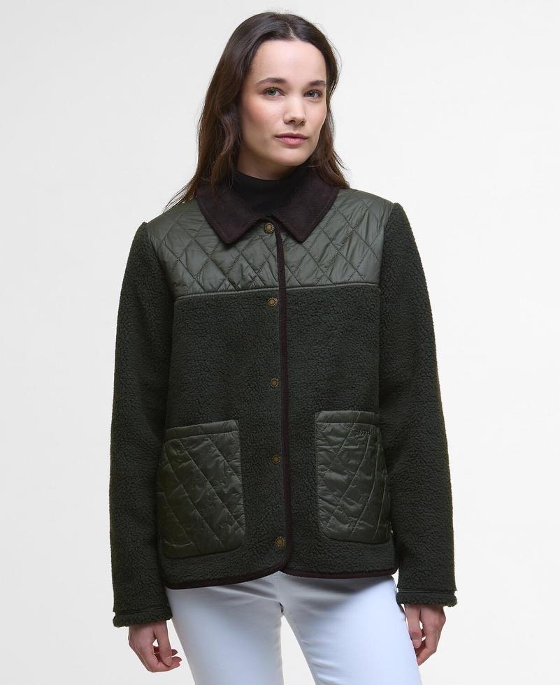 Peluş Detaylı Haki Renk Oversize Ceket