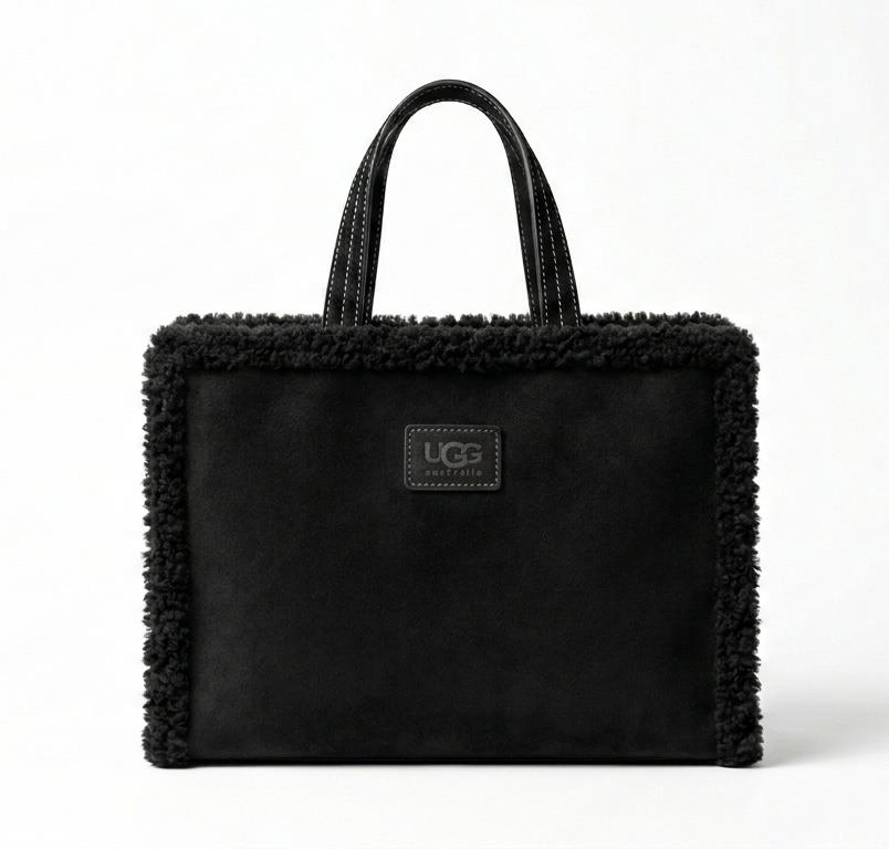 Siyah Peluş Detaylı Tote Bag