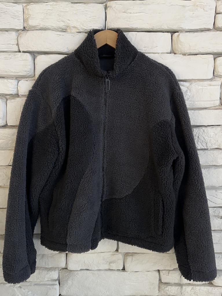 Unisex Gri Blokajlı Peluş Zip Hoodie