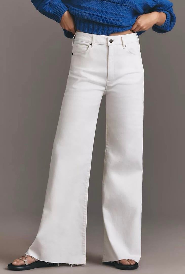Yüksek Bel Wide Leg Beyaz Jean 