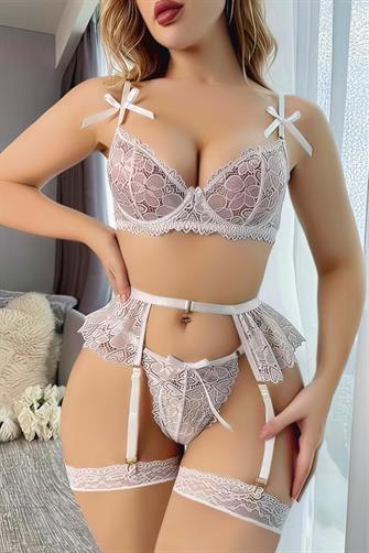 Beyaz Jartiyer Fantezi 5li Takım 2008