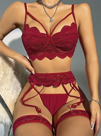 Bordo Jartiyer Fantezi 5li Takım 2028