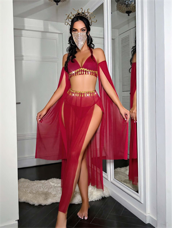 Kadın Fantazi Kırmızı Özel Tasarım Harem Fantezi Kostüm 2271