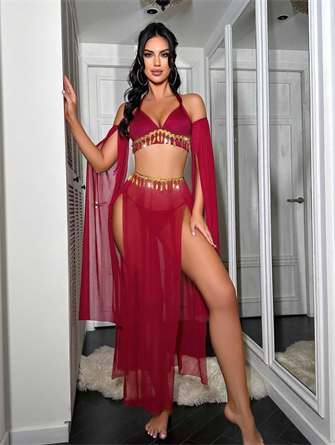 Kadın Fantazi Kırmızı Özel Tasarım Harem Fantezi Kostüm 2271