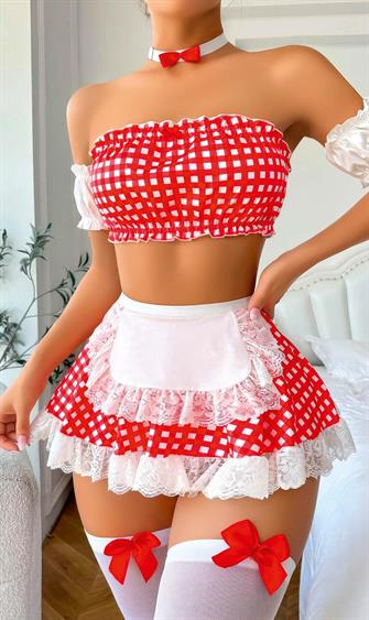 Kırmızı Pitikare Etekli Fantezi Kostüm 3818