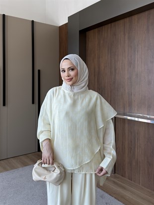 Asimetrik Kesim Tunik Açık Sarı