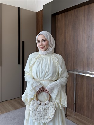 Astarlı Etekli Takım Beyaz