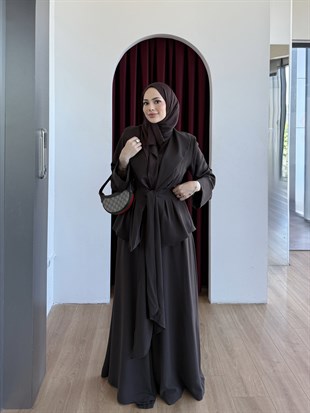 Belden Oturtmalı Kuşaklı Takım Kahverengi