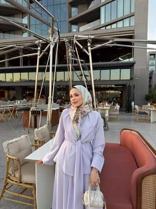 Belden Oturtmalı Kuşaklı Takım Lila