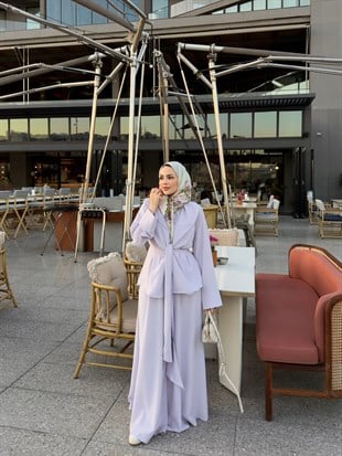 Belden Oturtmalı Kuşaklı Takım Lila