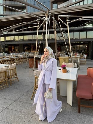 Belden Oturtmalı Kuşaklı Takım Lila