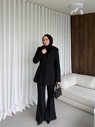 Birit Detaylı Pantolon Ceket Takım Siyah