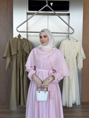 Bolero Detaylı Elbise Pembe