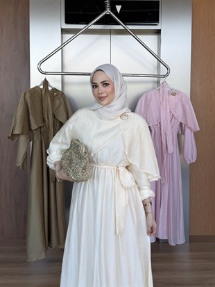 Bolero Detaylı Elbise Sarı