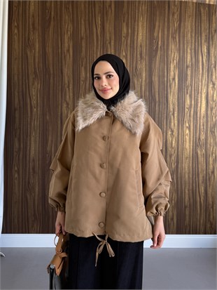 Bomber Kürklü Ceket Karamel