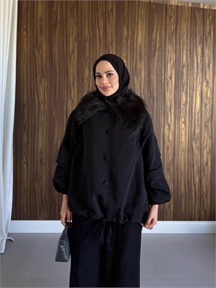 Bomber Kürklü Ceket Siyah