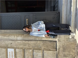 Çizgili Kapüşonlu Su Geçirmez Ceket Mavi