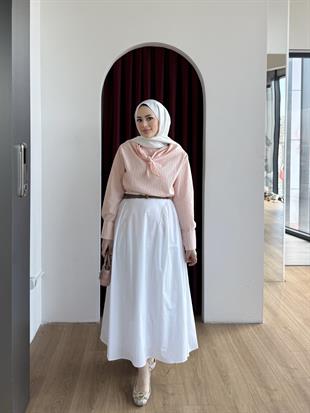 Çizgili Şal Yaka Gömlek Pembe