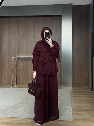 Dantel Tasarım Takım Bordo