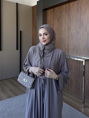 Dörtlü Abaya Takım Siyah Vizon