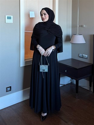 Düğüm Detaylı Abiye Siyah