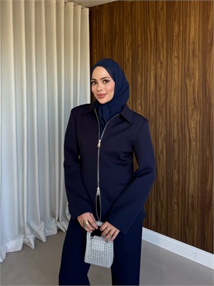 Fermuarlı Ceket Pantolon Takım Lacivert