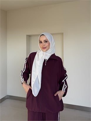 Fermuarlı Rahat Kalıp Eşofman Takım Bordo