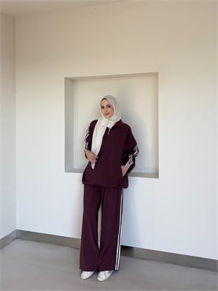 Fermuarlı Rahat Kalıp Eşofman Takım Bordo