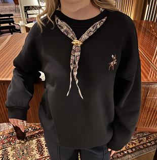 Fularlı Sweatshirt Siyah