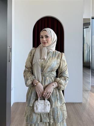Kat Kat Şifon Elbise Yeşil