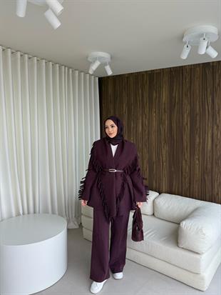 Kaşe Tasarım Ceket Burgundy
