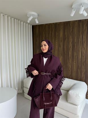 Kaşe Tasarım Ceket Burgundy