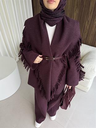 Kaşe Tasarım Ceket Burgundy