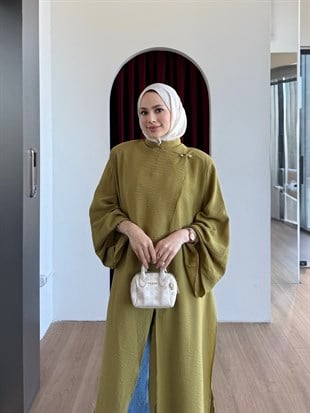 Kimino İncili Abiye Yağ Yeşili