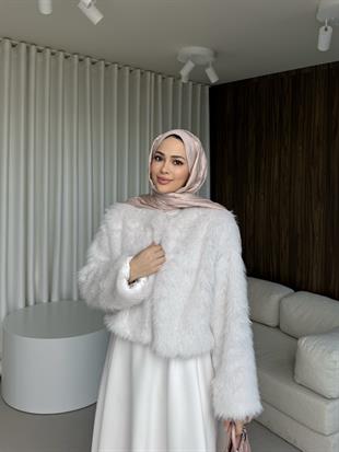 Kısa Kürk Ceket Ekru
