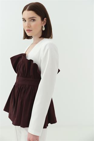 Korsaj Detaylı Pantolon Takım Bordo